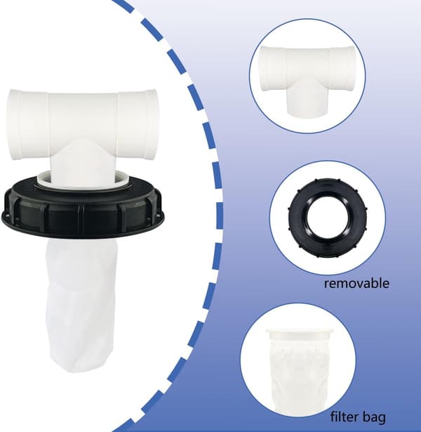 2 st IBC-behållarlock 165 mm IBC-behållaradapter med nylonsil Robust IBC-behållarlock Diameter Regnvattenuppsamlingssystemkoppling (T-form) T shape