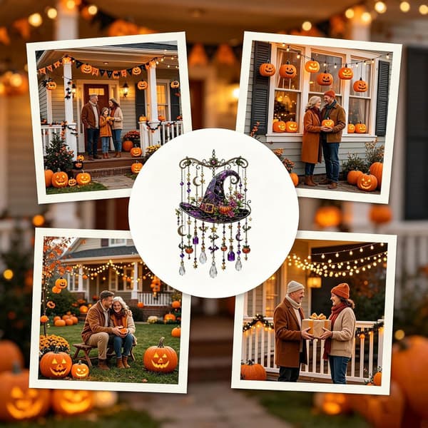 Kolibri vindklokker til udendørs 2D akryl spøgelseskolibri solfanger Halloween græskar havepynt til baghave, terrasse, træ og veranda D