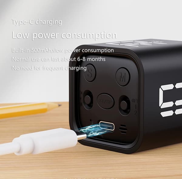 Digital Cube Pomodoro Timer - Genopladelig Fokustimer med Vibrationsalarmer til Kontor og ADHD Børns Læring (Hvid)