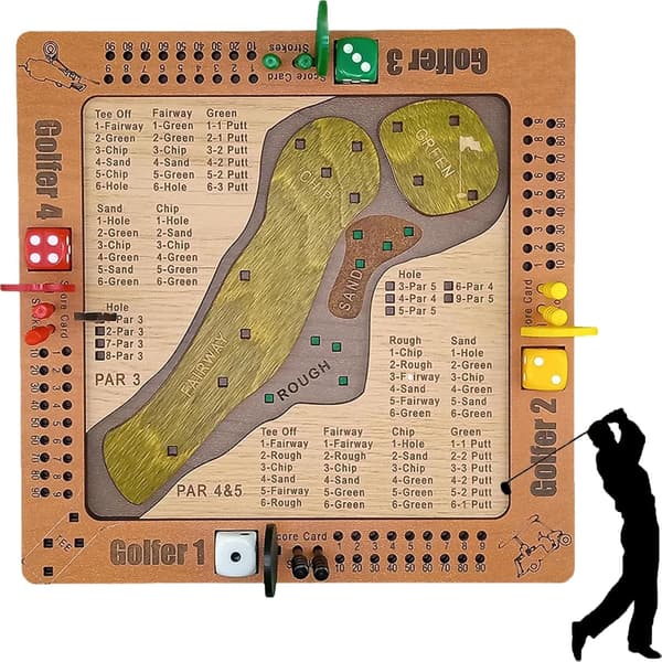Bordplade Terning Golfspil Håndlavet Bordplade Golf Terning Spil Sæt Interaktive Golfspil med Intuitivt Gameplay Flytbare Pinde og Scoringssystem