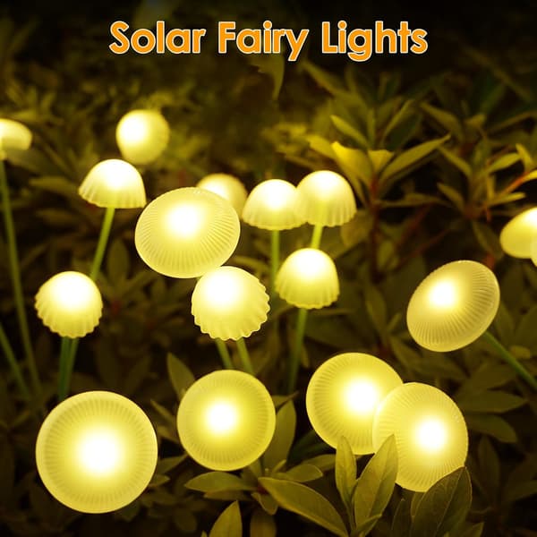 2PK 16LED Solar Hagelys Utendørs Sopp Solcellelys Utendørs IP65 Vanntett Ildflue Lys Utendørs Dekor Varm Hvit