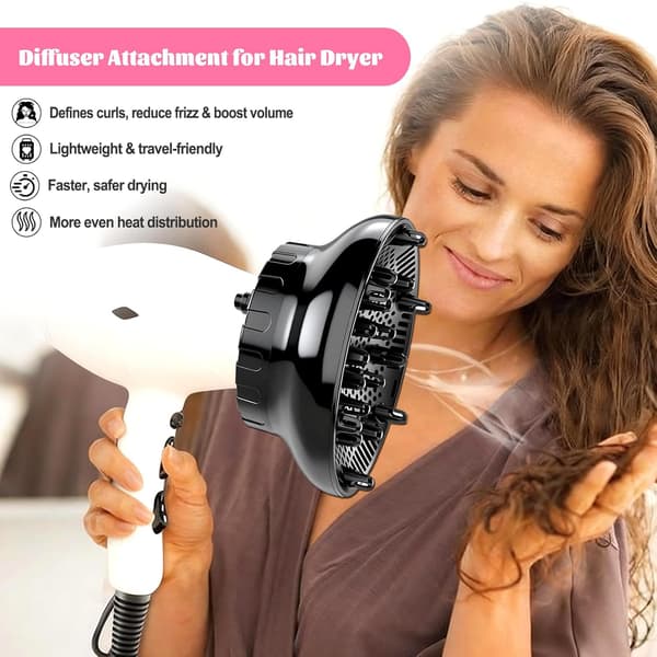 Universal hårdiffuser-tilbehør til 1,4\"-3,1\" føntørrere Krølledefinerende diffuser til krøllet, bølget, tykt hår Anti-frizz (sort)