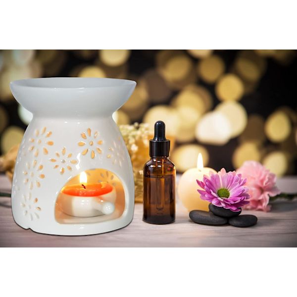 Keramisk Diffuser/Eterisk Olje Diffuser med Telys Keramisk Oljediffuser/Eterisk Oljebrenner/Aromadiffuser for Hjemmekontor og Toaletter
