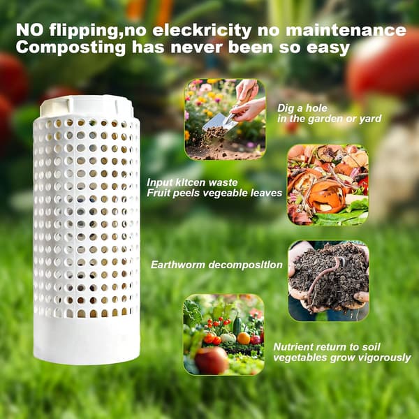 Nedgravet ormekompostbeholder med låg og ventilationshuller Mini Vermikomposteringsbeholder til køkkenaffald, have- og grøntsagsbede