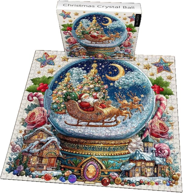 2025 julkalender - snöbollspussel (1000 bitar) - julkalenderpussel - 24 dagar kvar - 50x50 cm