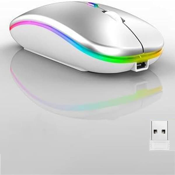 Bluetooth Mus til MacBook/MacBook Air/Pro/iPad, Trådløs Mus til Laptop/Notebook/pc/iPad/Chromebook Space Silver shine