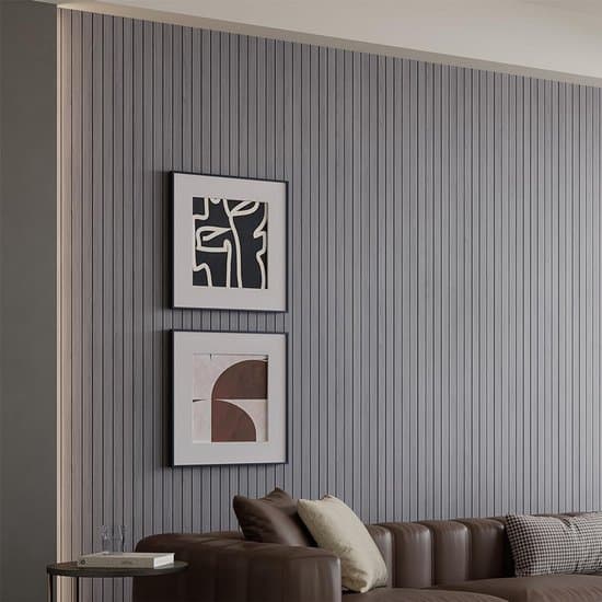 Selvklæbende 3D Vægpanel – 2 Stykker – Grå Egetræslook – PVC – 300 x 40 cm – Til Vægge & Lofter – Lyddæmpende