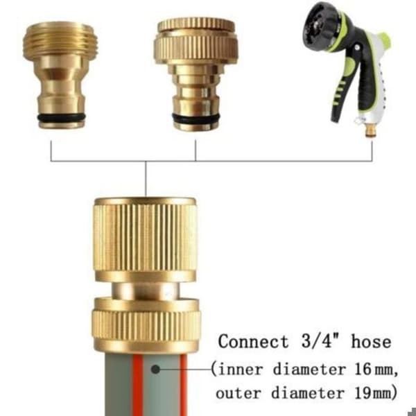 19 mm (3/4\") Messinkiset puutarhaletkun pikaliittimet – 4 kappaleen pakkaus
