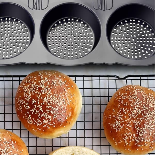 Hamburgerbolleform 6-hulrums brødform Burgerbolleforme Non-stick silikone brødform Hotdogbolleforme Bageform til hjemmet