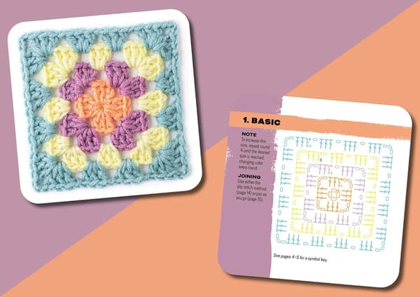 Granny Square Card Deck DIY Stickmönster Set med 50 mix-and-match-designer.
