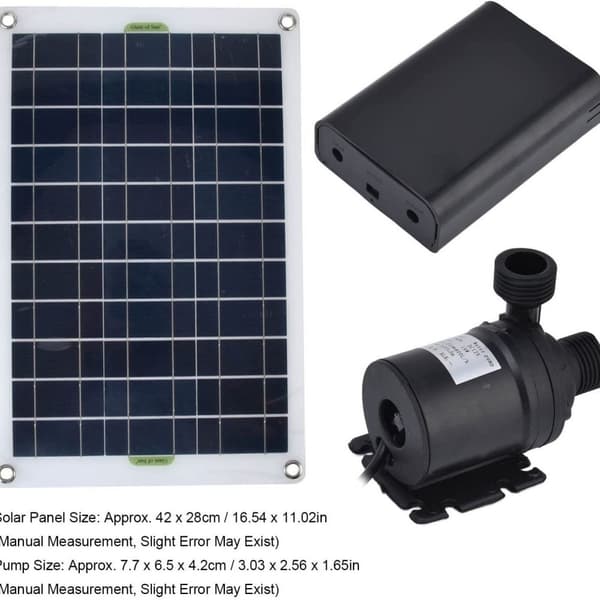 Solvattenpump KIT: DC Borstlös Dränkbar Vattenpump med 50W Solpanel för Solfontän Fiskdamm och Akvarium