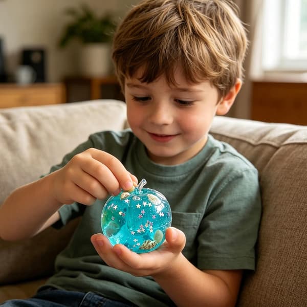 Blue Ocean Slushy Apple Squishy Gel-fylt Fidget Klemmeleker for Angstlindring