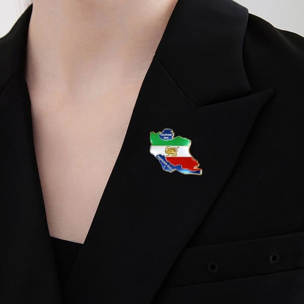 Unik Iran Design Rostfritt Stål Kavajnål Brosch Dekorativ Del Silver silver Map three