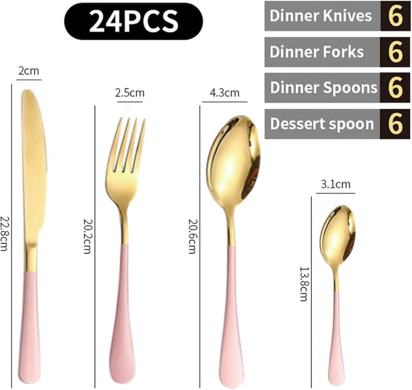 Elegant 24-delers bestikksett i rustfritt stål med holder i rustfritt stål Silver