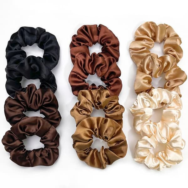12 st Satin Silke Scrunchies Hårband Hårsnoddar Rosettrep Elastiska Armband Håraccessoarer för Kvinnor/Flickor