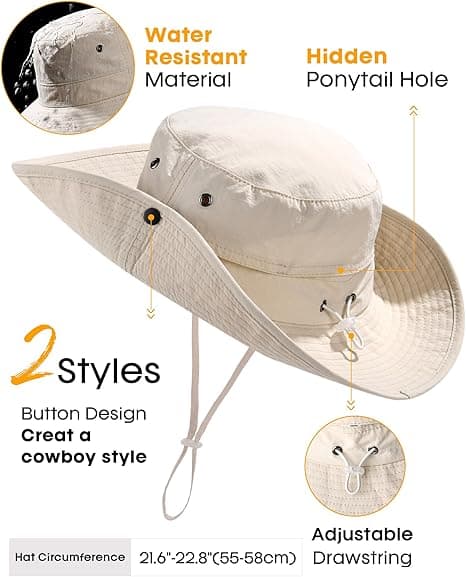 Solhatter for kvinner Hestehale UV-beskyttelse Strand Sommerhatt Bredbremmet Sammenleggbar Cowboyhatt