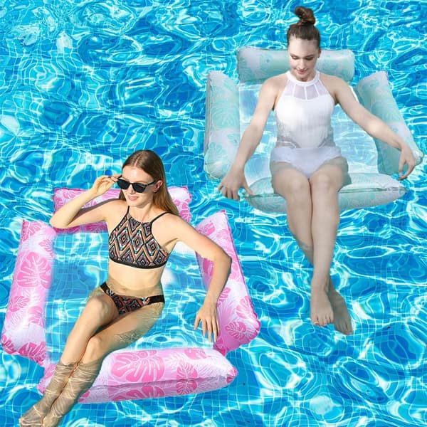 Oppustelige poolflåder til voksne 2-pak 4-i-1 multifunktionelle flåder til swimmingpool poolflåder liggestole flydende Pink