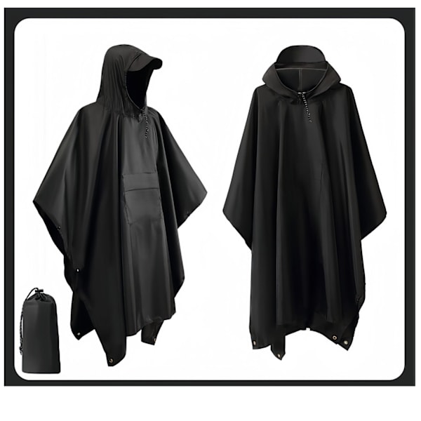 Hupullinen poncho vedenpitävä sadetakki taskuilla