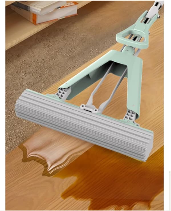 Gulvmoppe, Microfiber Flat Moppe med Integreret Vridesystem, Våd Tør og Støvmoppe til Hårdttræ, Laminat & Fliser (Hvid, Størrelse: 1 Stykke Klud)