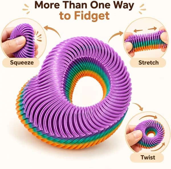 3D-printad fidget-leksak, flexibel räfflad loop, sensorisk ring, töjbar taktil handleksak för skrivbord, resor och studier, flerfärgad