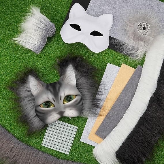 Therian Katte Maske Sæt DIY Tomme Baser