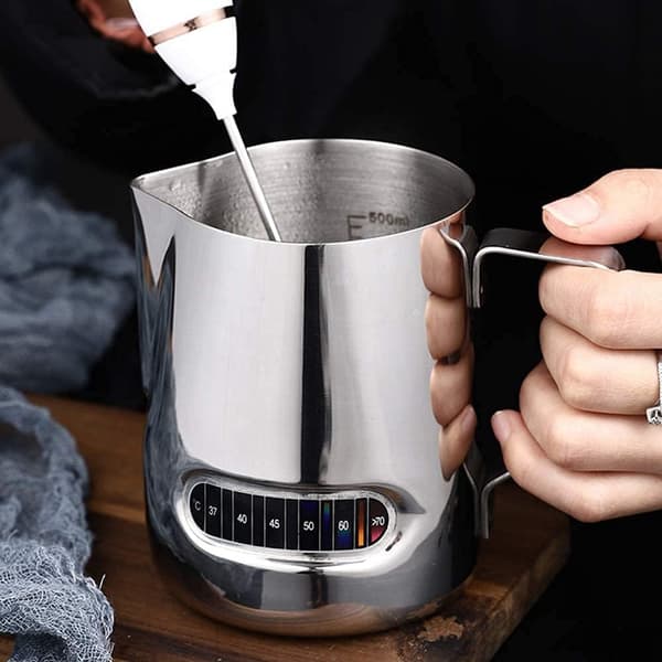 Kaffemælkeskummerkande Mælkekande Rustfrit Stål Kaffeskummerkander Mælkekop til Fremstilling af Lattekaffe