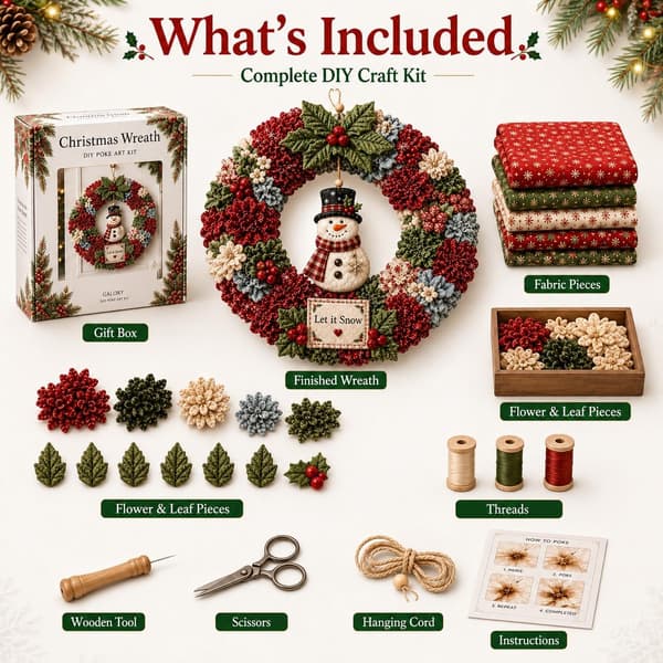 DIY Julekrans-sæt Stof-patchwork Håndværkssæt med Snemand-design Håndlavet Julepynt & Ophæng til Højtid snowman