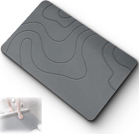 Badrumsmatta - Absorberande matta av kiselgursten - Duschmatta av kiselgursten - Halkfri - Snabbtorkande - För badrumsgolv 15,7x23,6\"