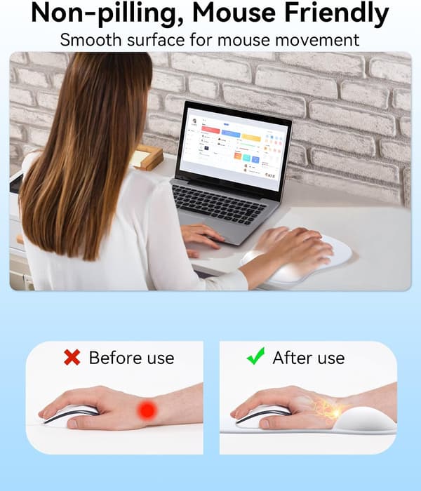 Musematte med gel håndleddsstøtte Ergonomisk Komfortabel Datamaskin Håndleddsstøtte for Bærbar PC Smertelindring Musematte med Sklisikker PU-base for Kontor og Hjem