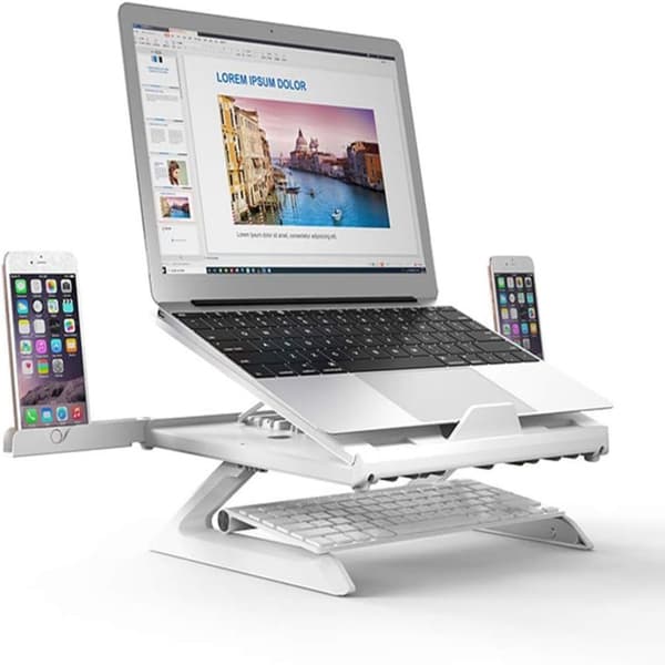 Bærbar brakettfotpute i aluminium, datastativ for Macbook bærbar PC white