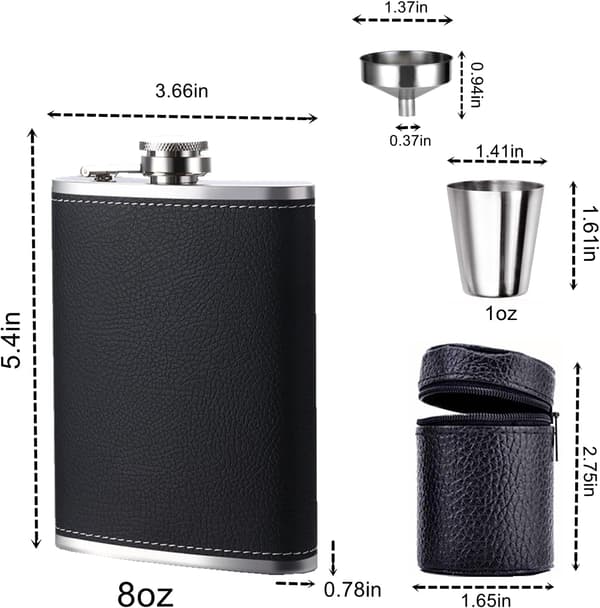 Fickplunta 8oz (18/8) Rostfritt Stål Svart Läckagesäker Whiskeyplunta för Män Med Tratt och Shotglas Set
