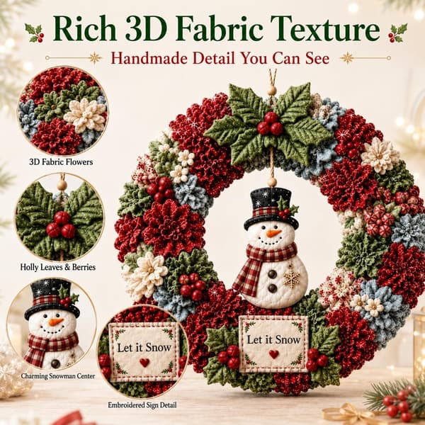 DIY Julekrans-sæt Stof-patchwork Håndværkssæt med Snemand-design Håndlavet Julepynt & Ophæng til Højtid snowman