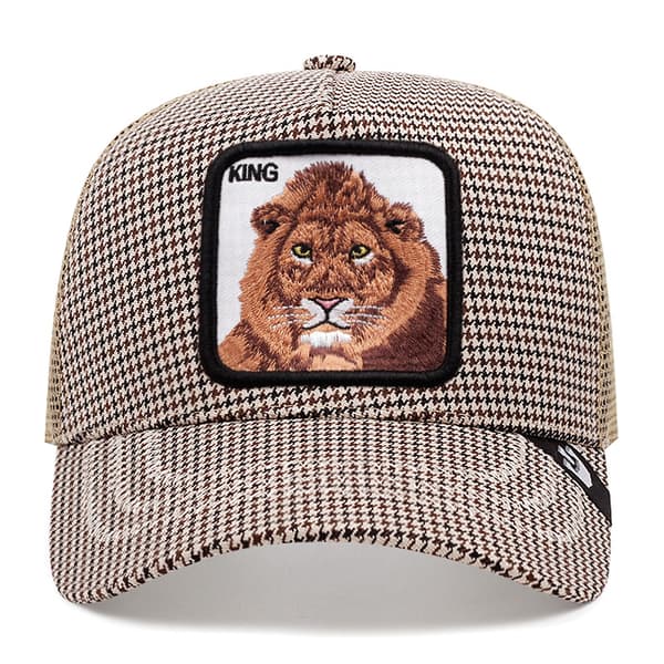 Fiskenettlue med brodert dyredesign Chequered lion
