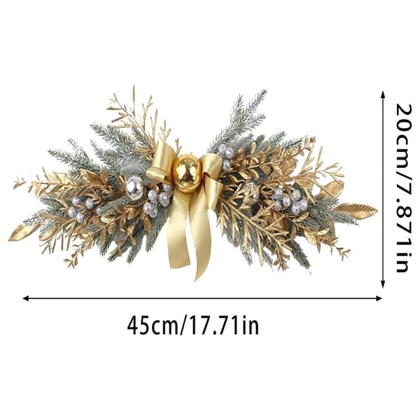 Fordør Juleoverligger 17,7\" Guld Juleoverligger med Grankogle Guldkuglepynt Grene Bær B
