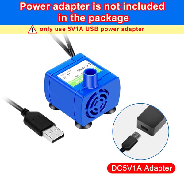 Kattvattenfontänpump Husdjursvattenfontänpump Kompatibel motor DR-DC160 för kattdricksfontän Kattvattendispenser Ersättning (Pump)