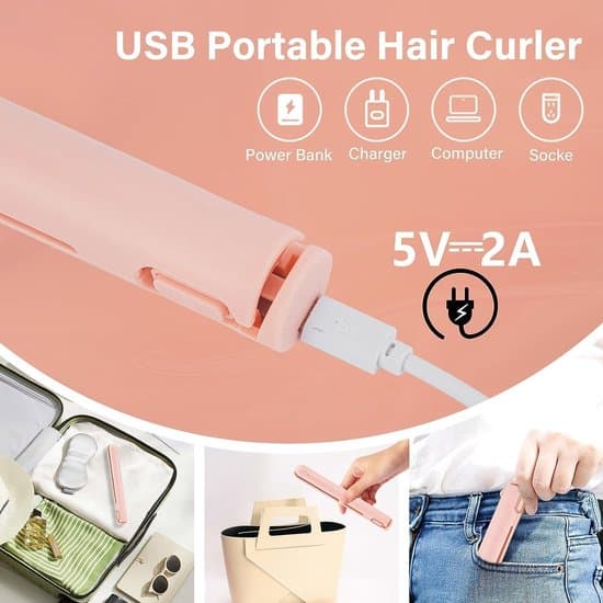 Mini Dobbeltfunktion Krøllejern Keramisk Mini Hårkrøller til Kort Hår Rejsestørrelse USB Genopladelig Bærbar Trådløs Hårkrøller og Glattejern