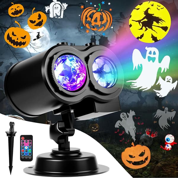 Jule- og Halloween-dekorasjonsprojektorlys med 16 utskiftbare HD-lysbilder Vanntett projektorlysshow