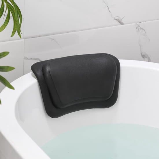 Badekarspude til badekarret - Badepude med sugekopper - Ergonomisk 3D badepude - Velegnet til badekar og jacuzzier - Sort