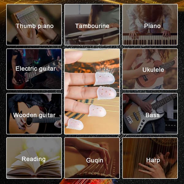 40 st silikon gitarr fingerskydd gitarr fingerspets skyddshöljen för stränginstrument (5 storlekar)