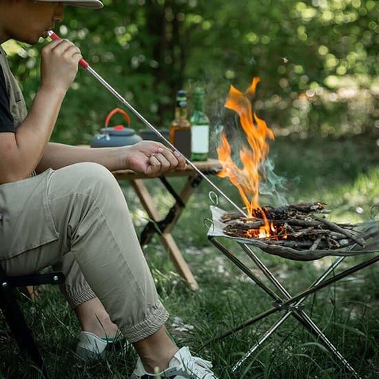 Infällbar blåsrör lägereld blåsare grill och eldstadsverktyg infällbar eldstarter högtrycksluftblåsrör bärbar för camping grillning