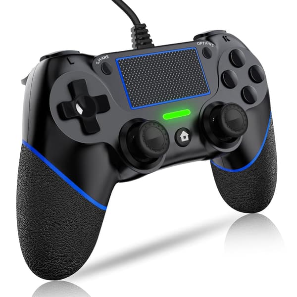 Kablet controller til pc med dobbelt vibration og bevægelsesmotorer kompatibel med PS4 og Windows 11/10/8/7 Blue