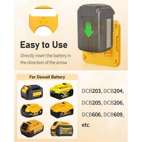 Sett med 5 Dewalt 20V batteriveggfester: Praktisk og solid organisator for sikker oppbevaring.