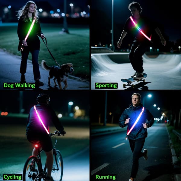 LED reflekterende bælte til nattevandring, høj synlighed, lysende løbebælte, reflekterende sikkerhedsudstyr til løbere og vandrere, mænd og kvinder, blå blue
