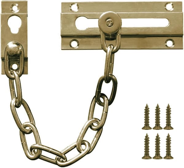 Sikkerhetsdørlås, kraftig lang kjede og solid messing med antikk finish, sterk og rustbestandig kjedelås (antikk)