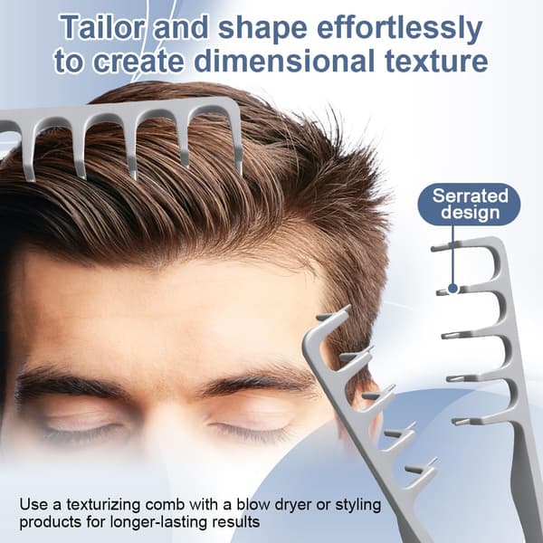 Texturizing Comb 2026 Herr Textur Styling Comb Herr Volymgivande Texturverktyg Maximalt Rotlyftsverktyg ABS Plast Halkfri Texturerad (Grå 2 st)