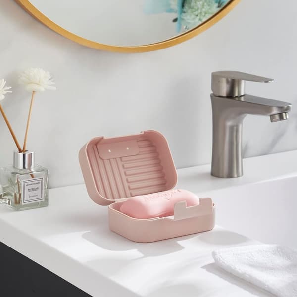 Reisesåpebeholder, 2-pakning såpeholder, rosa Pink