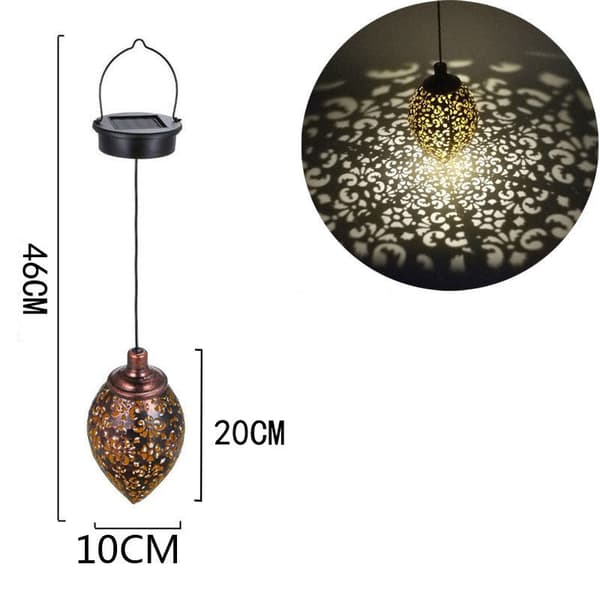 Vanntett metallhengende LED-solcellelampe for utendørs dekorasjon