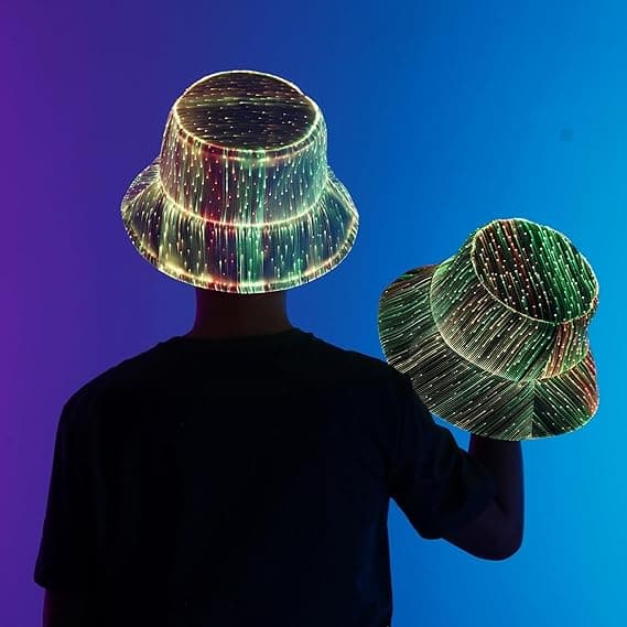 LED Rave Bucket Hat Lysande Fiskarhatt Festutrustning
