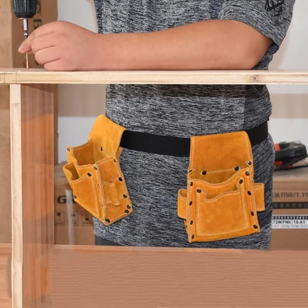 Værktøjstaske Slidstærkt Læder Multifunktionel Elektriker Værktøjssæt Håndopbevaring Hardware Dele Organizer Bærbar