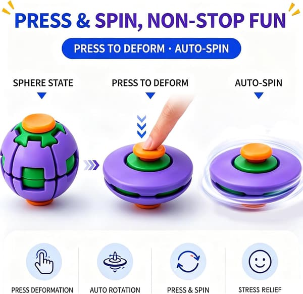3D-printet tryk-roterende Fidget Spinner Legetøj Mekanisk Kinetisk Skrivebordslegetøj til Stress- og Angstdæmpning Unikt Sensorisk Tryk-for-at-spinde Fidget Legetøj Voksne
